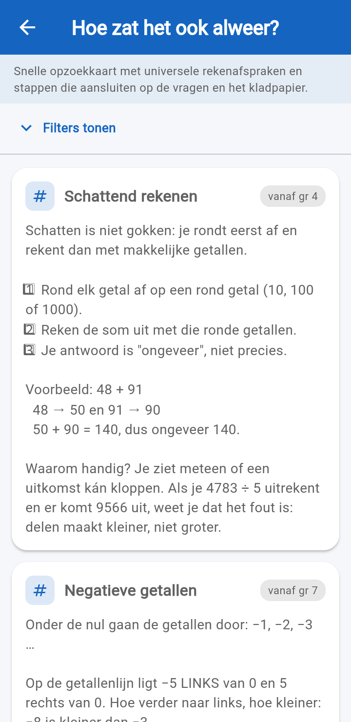 Een uitlegkaart met stap-voor-stapvoorbeeld